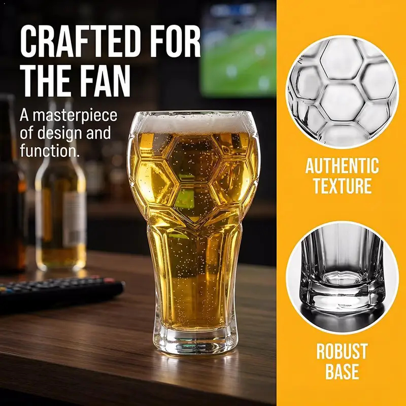 Wine Beer Tequila - 1/2pcs 600ML Football Beer Glass Creative